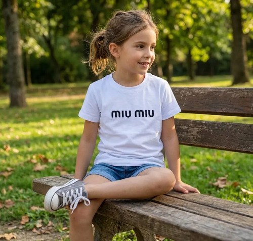 Remeras Básicas Algodón Top Bordado Niña Blanco Miu Unico Liso