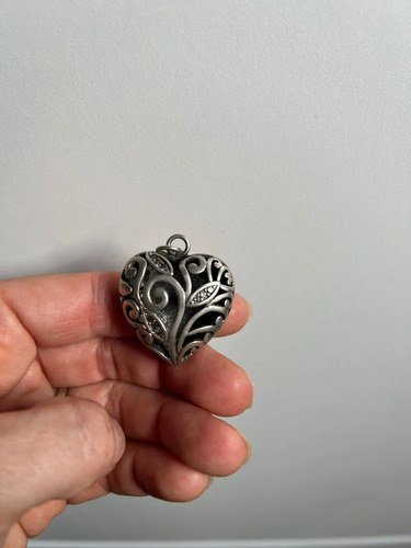 Dije Vintage Corazón Calado Plata 925 (sin La Cadena) Plateado - 2