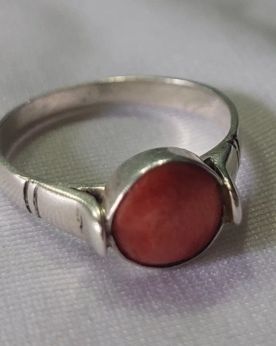 Anillo De Plata 925 Con Coral Rojo Consultar Stock Rojo 9