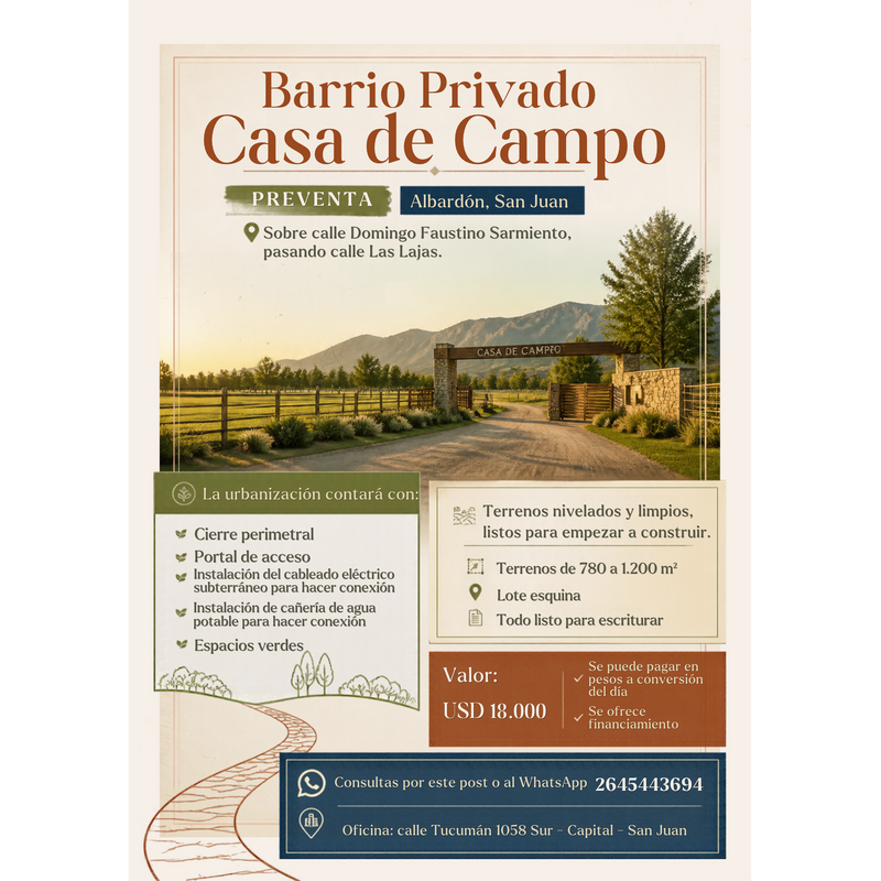 Lote en Barrio privado - Albardon, San Juan, Argentina