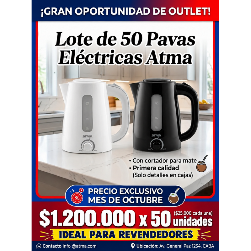 Lote de 50 pavas eléctricas marca Atma