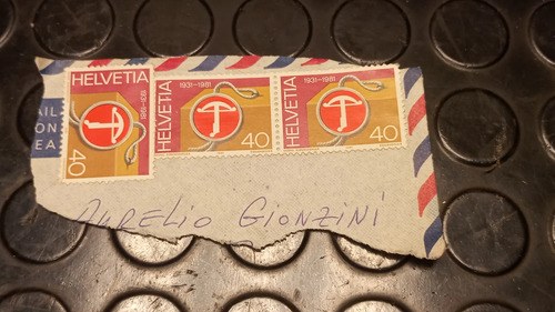3 Estampillas Conmemorativas 40 Céntimos Suiza 1981