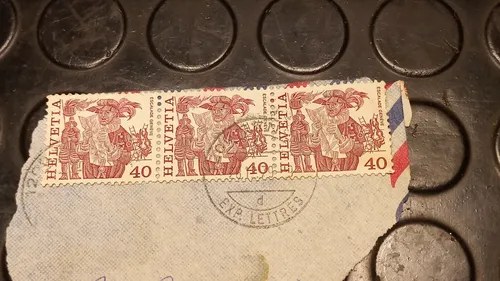 3 Sellos Postales Helvetia 40 Céntimos Escalada De Ginebra