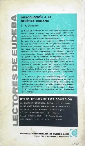 Introduccion A La Genetica Humana, Penrose, Eudeba - 2