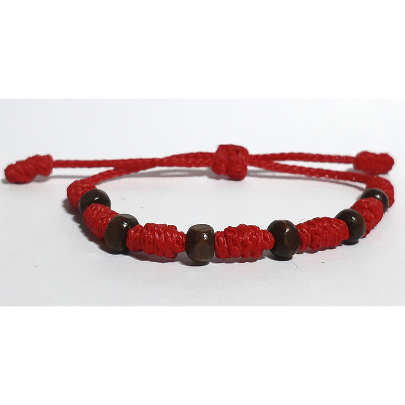 Pulsera Siete Nudos Con Cuentas De Madera