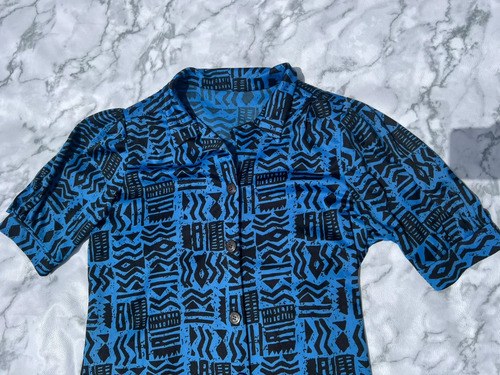 Vestido Vintage Para Mujer Azul Estampado L Azul Poliéster Uni - 2