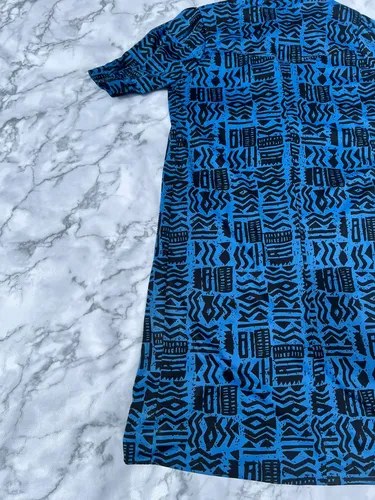 Vestido Vintage Para Mujer Azul Estampado L Azul Poliéster Uni - 3