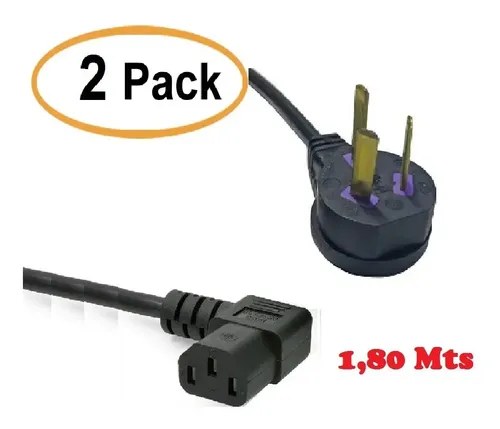 X 2 Power Cord Angulado C13 A 220v Pc Ups Tv Pccom Systems - 2