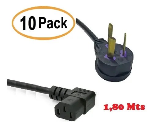 10 Cable Power Doble Angulo C13/220v Pc Ups Tv Pccom Systems - 3