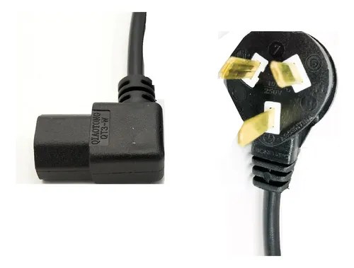 20 Unidades Cable Power Doble Angulo C13/220v Pc Ups Tv Negro