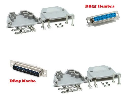 5 Juegos Fichas Db25 M Y H Completas P/soldar/armar Cable Gris - 2