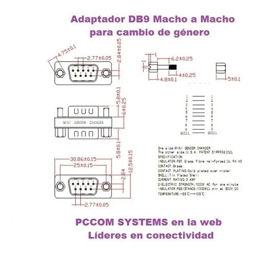Adaptador Db9 Serie Rs232 Macho/macho Pccom Systems Centro - 3