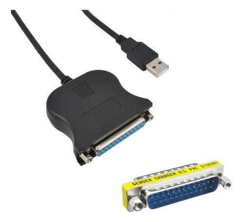Cable Adaptador Usb A Db25 + Adaptador Db25 Macho/macho Caba Negro