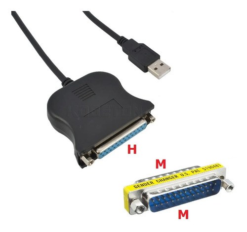 Cable Adaptador Usb A Db25 + Adaptador Db25 Macho/macho Caba Negro - 2