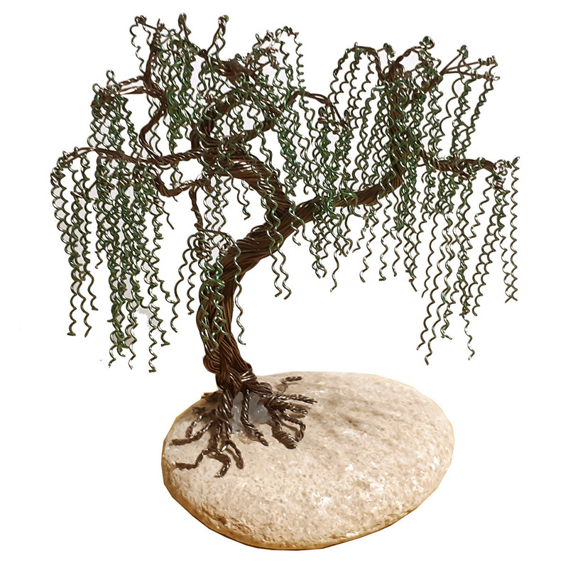Artesanía, Árbol En Alambre Y Piedra