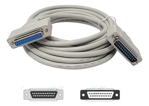Cable Db25 Macho Hembra 7,50 Mts 25 Hilos Completos Ilda Cnc