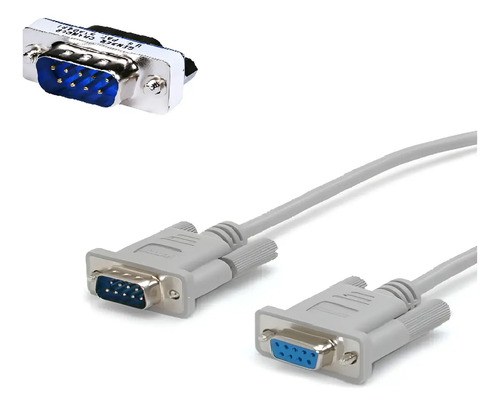 Cable Serial Rs232 Db9 Hembra/macho + Adaptador Doble Macho Negro
