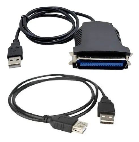 Cableadaptador Usb A Paralelo Para Epson + Extensor Usb Negro