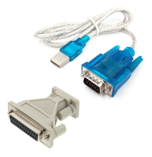 Cable Adaptador Usb A Rs-232+ Adapt Db9 Db25 Hembras Centro Azul Gris