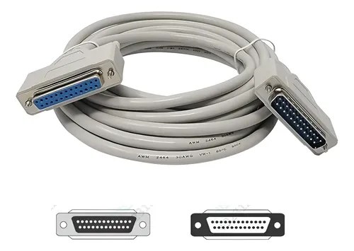 Cable Db25 Macho A Hembra 5 Mts 25 Hilos Completos Ilda Cnc