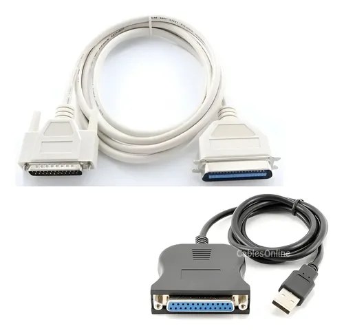 Combo 2 Cables Para Impresión Lpt1 Y Usb Congreso Gris