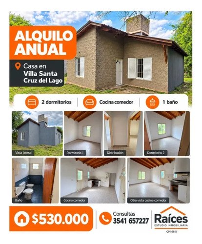 ¡alquiler Anual Casa En Villa Santa Cruz Del Lago!casa Dos Dormito