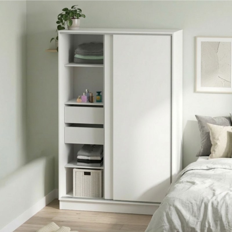 Placard Corredizo 135 cm con Zapatero Blanco