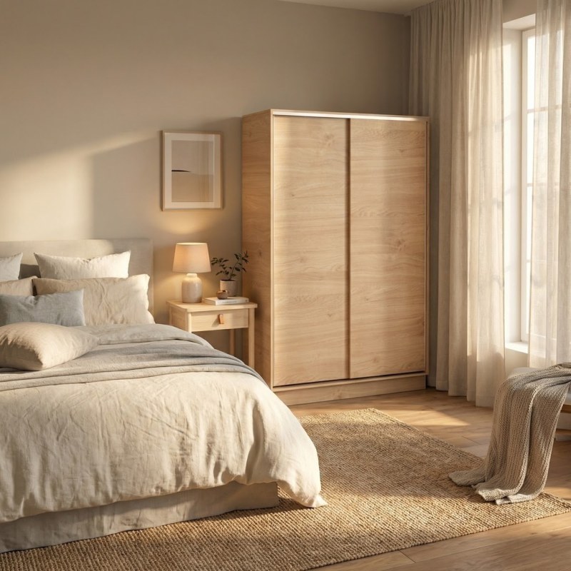 Placard Corredizo 135 cm con Zapatero Roble Kendal