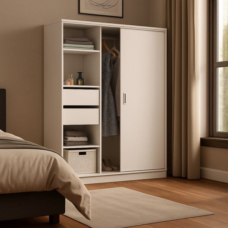 Placard Corredizo 180 cm con Zapatero Blanco
