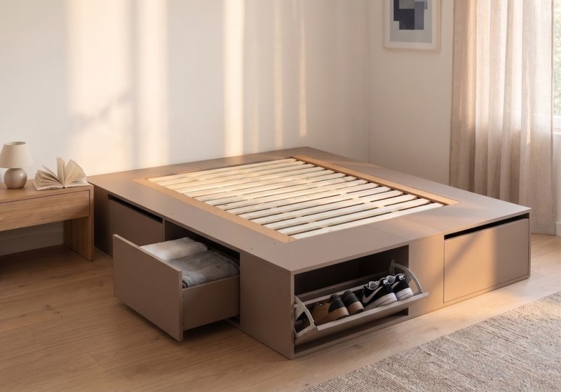 Cama Extensible 140 o 160 cm Gris Arcilla
