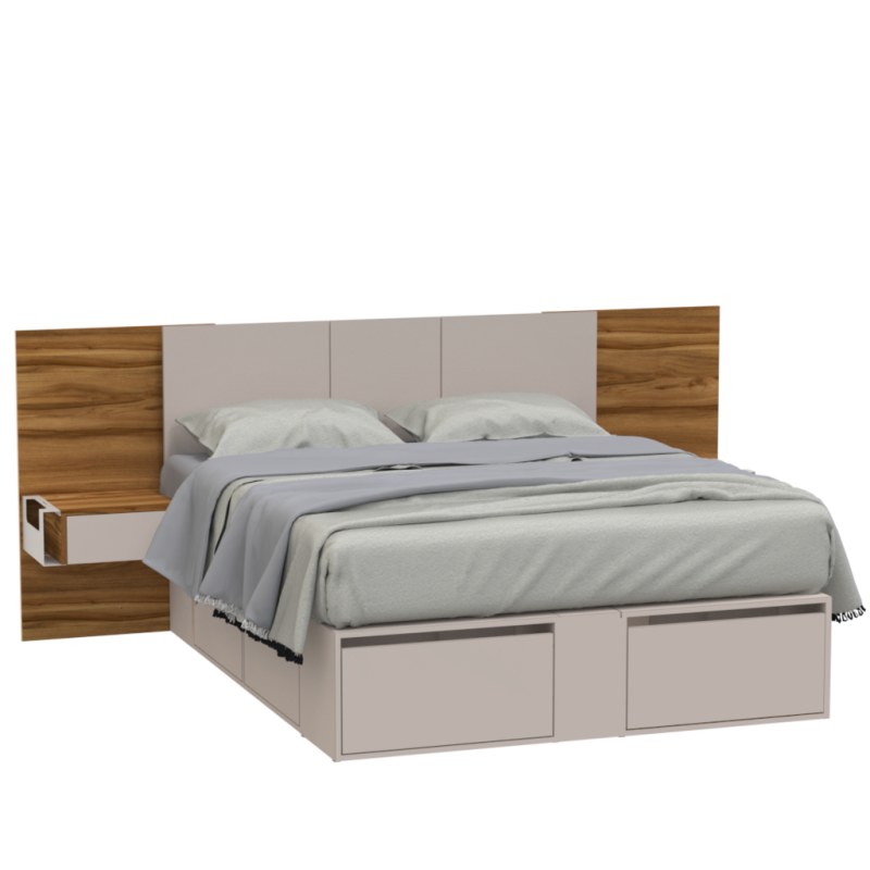 Respaldo Cama De 2 Plazas Nogal Gris Arcilla