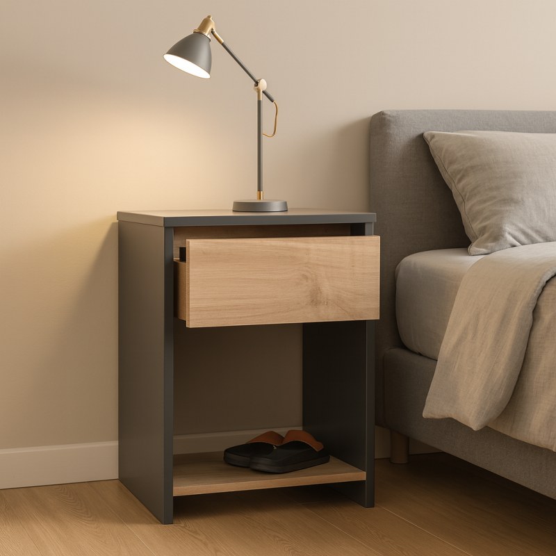 Mesita De Luz Niza 60 cm Gris Roble Kendal