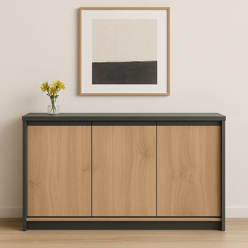 Bahiut Vajillero 130 cm Gris Roble Kendal - 2