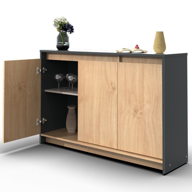 Bahiut Vajillero 130 cm Gris Roble Kendal - 3