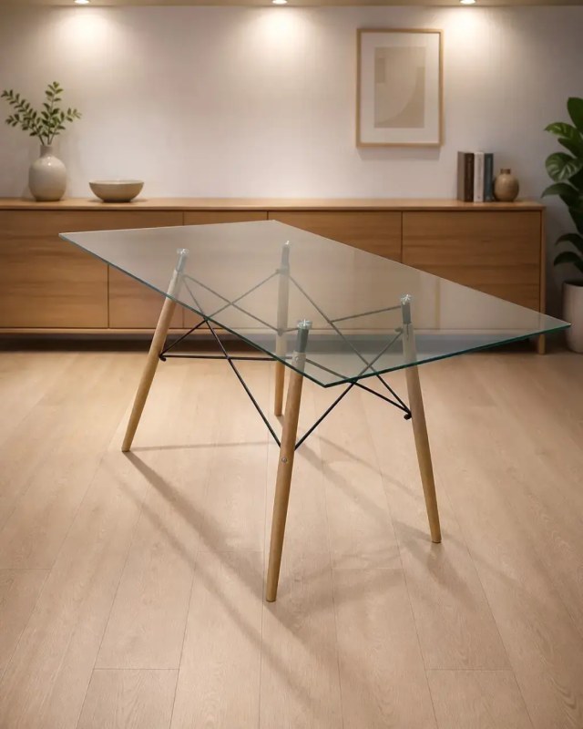 Mesa Eames Rectangular Vidrio de 120x80 cm