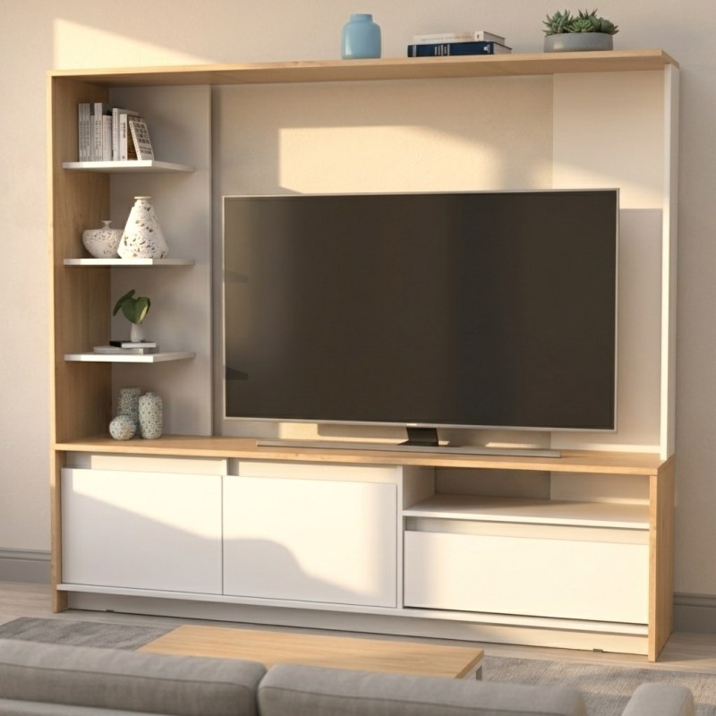 Panel De Tv 180 cm Blanco Roble Kendal - 2