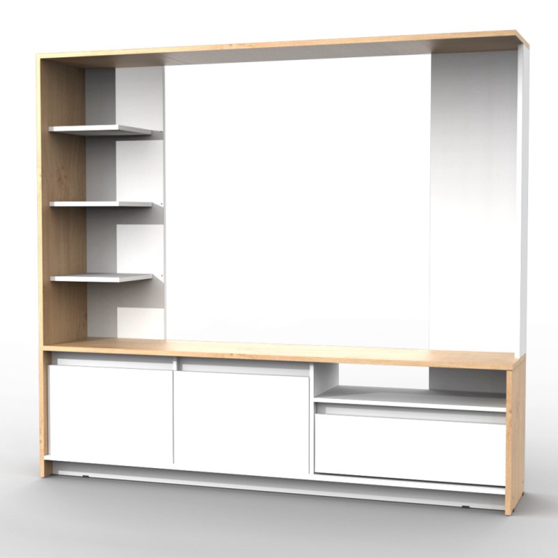 Panel De Tv 180 cm Blanco Roble Kendal - 4