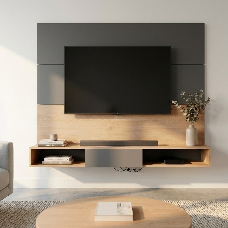 Panel Rack de Tv Flotante 160 cm Gris Roble Kendal - 2