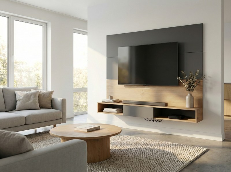 Panel Rack de Tv Flotante 160 cm Gris Roble Kendal - 3