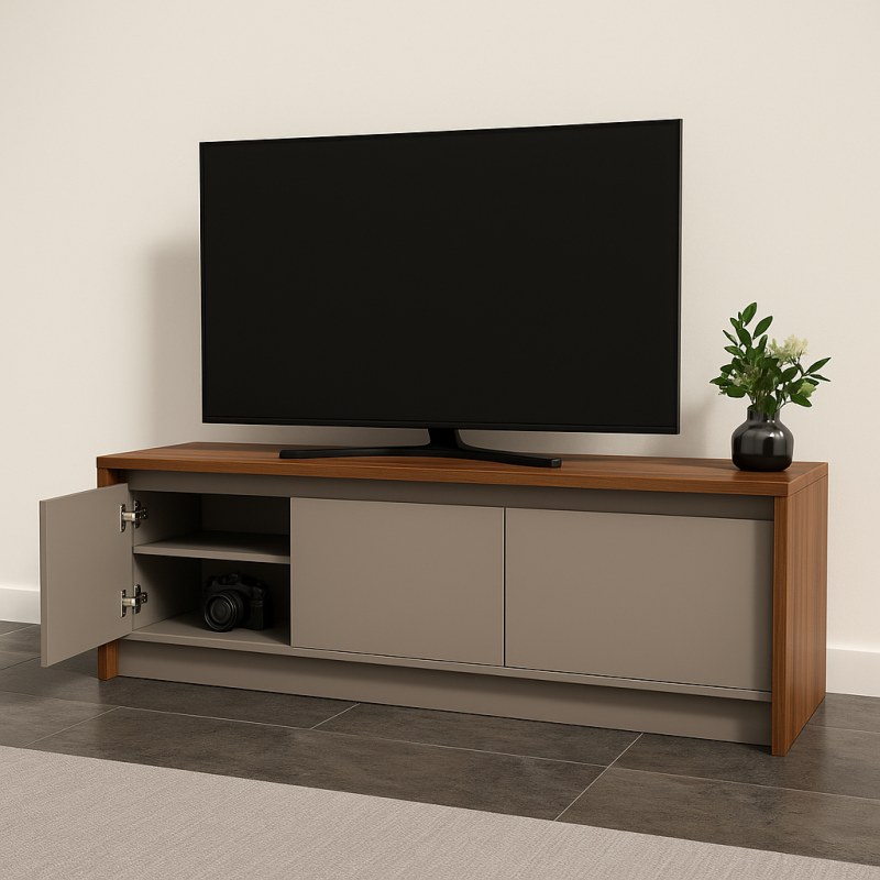 Rack De Tv 130 cm Nogal Gris Arcilla - 3