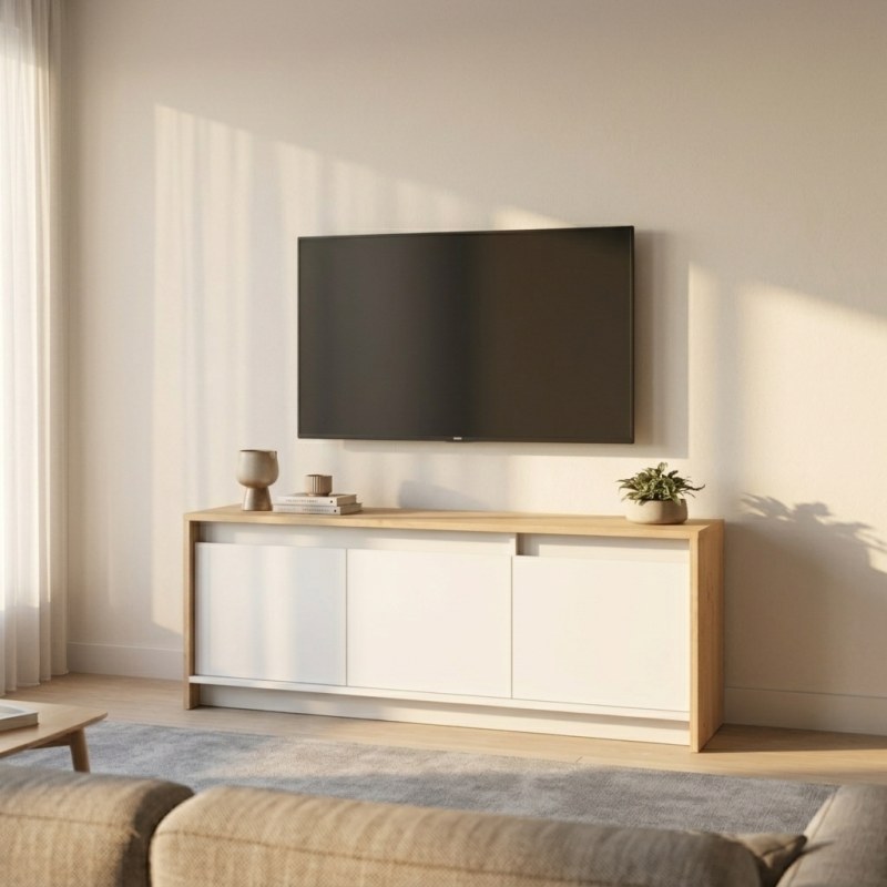 Rack De Tv 130 cm Roble Kendal Blanco