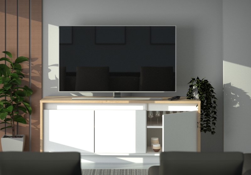 Rack De Tv 130 cm Roble Kendal Blanco - 4