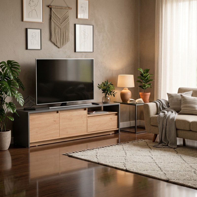 Rack De Tv 180 cm Gris Roble Kendal