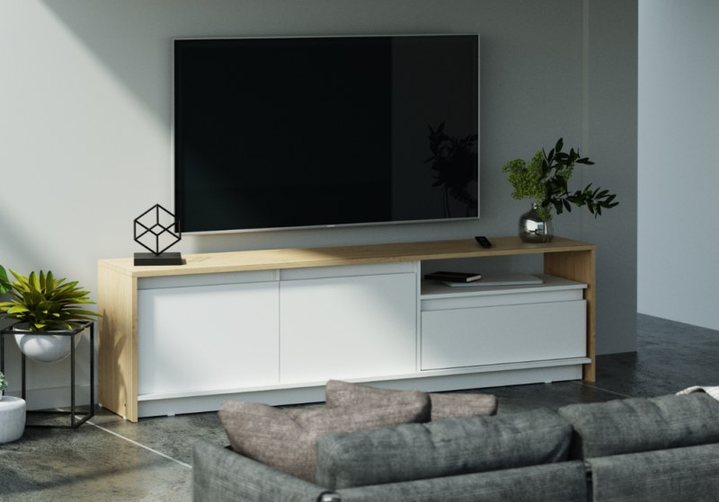 Rack De Tv 180 cm Roble Kendal Blanco