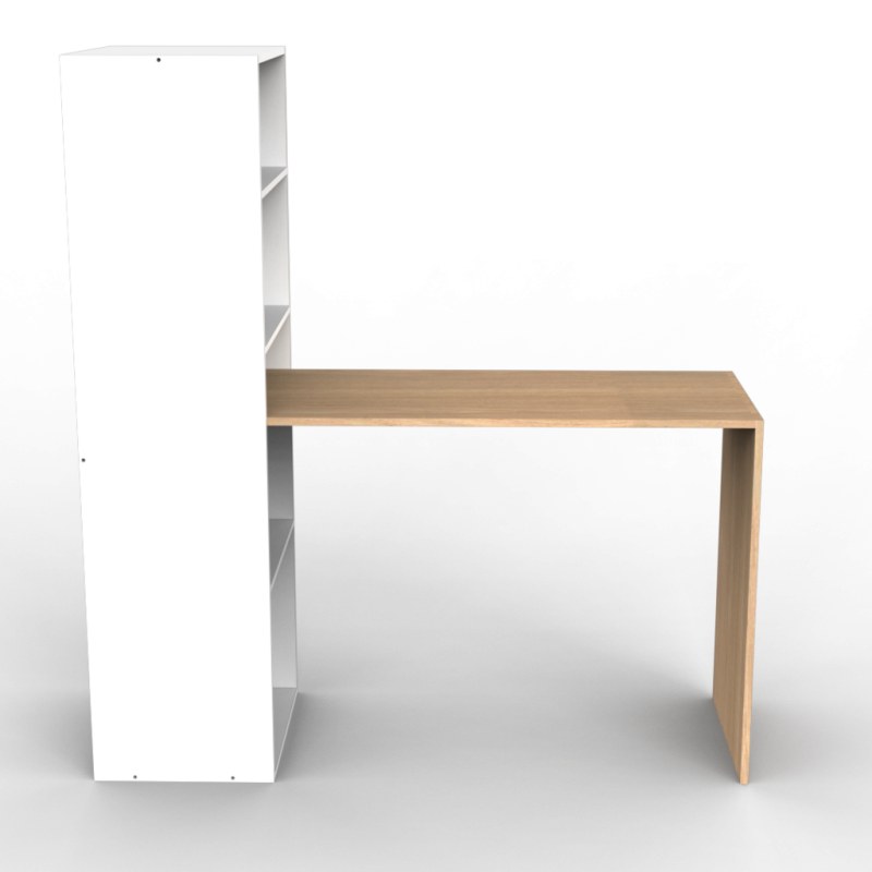 Escritorio con Biblioteca 120 cm Roble Kendal Blanco - 3