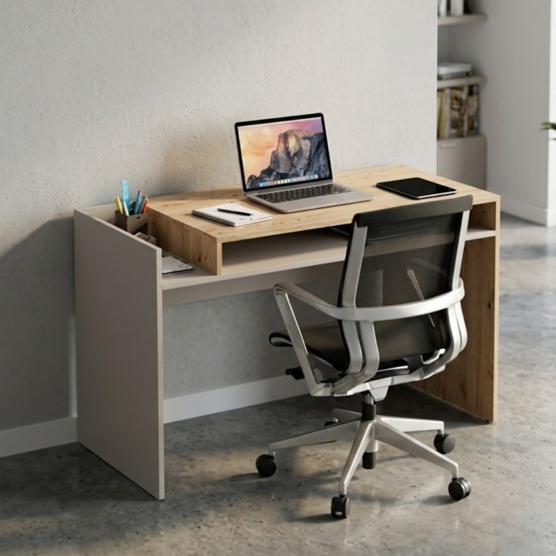 Escritorio Moderno 120 cm Gris Arcilla Roble Kendal - 2