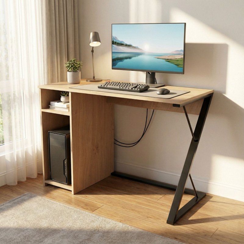 Escritorio Porta Gabinete Base Z 120 cm Roble