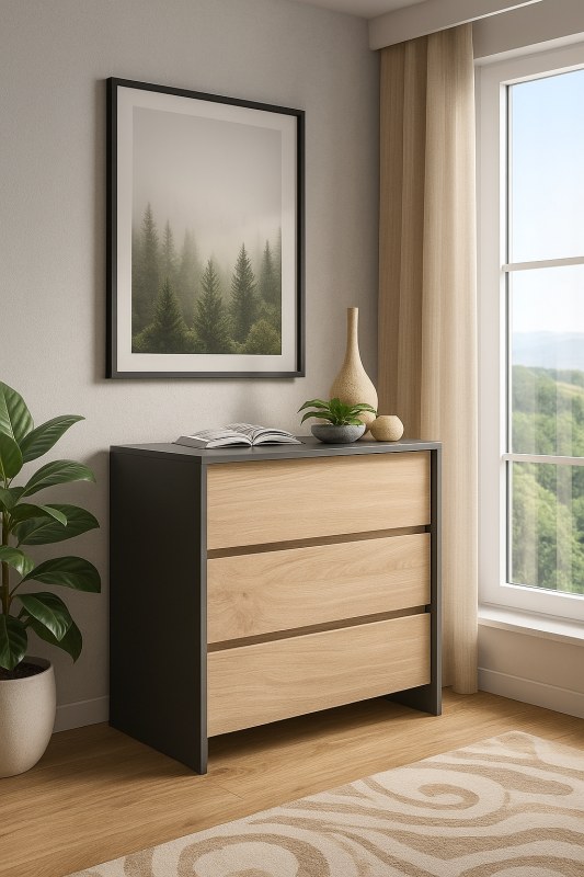 Comoda Niza 90 cm Gris Roble Kendal - 2