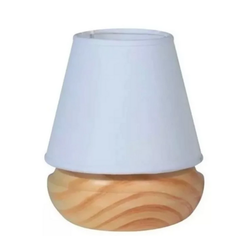 Velador de Madera Natural con Pantalla Blanca - Elegancia y Calidez en Cada Rincón