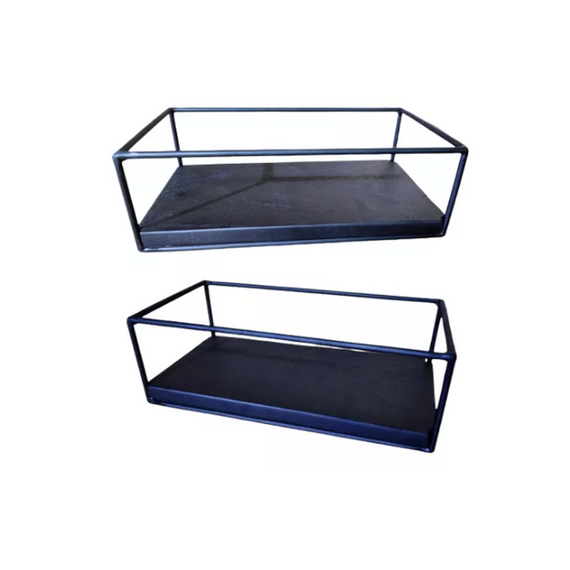 Macetero De Hierro Y Madera Estante (combo × 2 U.)